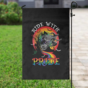 Funny Halloween LGBT Garden Flag Ride With Pride Witch Rainbow Spooky And Pride TS09 Print Your Wear