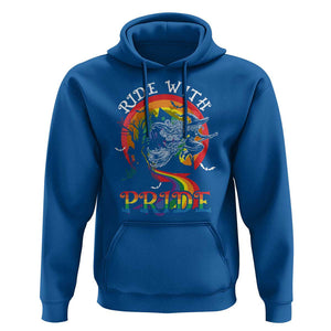 Funny Halloween LGBT Hoodie Ride With Pride Witch Rainbow Spooky And Pride TS09 Royal Blue Print Your Wear