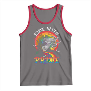 Funny Halloween LGBT Tank Top Ride With Pride Witch Rainbow Spooky And Pride TS09 Deep Heather Red Print Your Wear