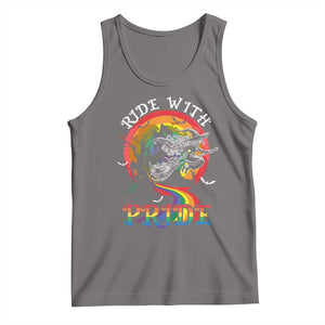 Funny Halloween LGBT Tank Top Ride With Pride Witch Rainbow Spooky And Pride TS09 Deep Heather Print Your Wear