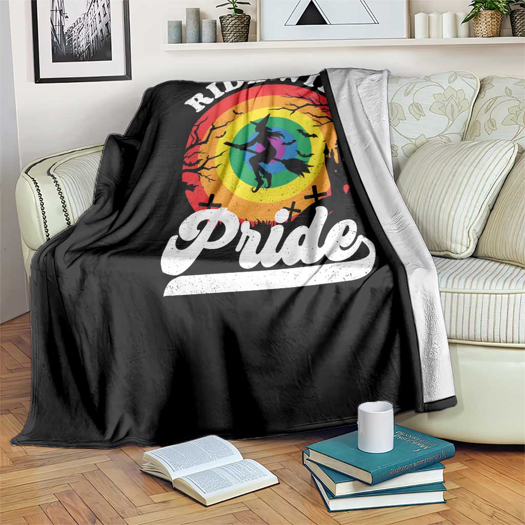 Funny Halloween LGBT Throw Blanket Ride With Pride Witch Rainbow TS09 Print Your Wear