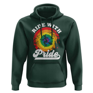 Funny Halloween LGBT Hoodie Ride With Pride Witch Rainbow TS09 Dark Forest Green Print Your Wear