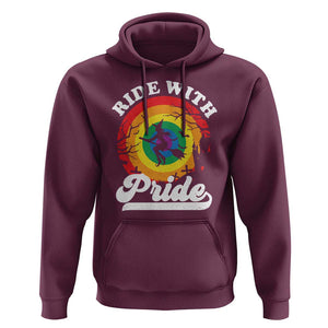 Funny Halloween LGBT Hoodie Ride With Pride Witch Rainbow TS09 Maroon Print Your Wear