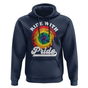 Funny Halloween LGBT Hoodie Ride With Pride Witch Rainbow TS09 Navy Print Your Wear