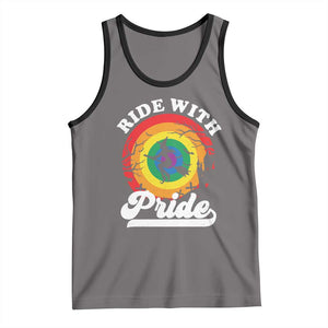 Funny Halloween LGBT Tank Top Ride With Pride Witch Rainbow TS09 Deep Heather Black Print Your Wear