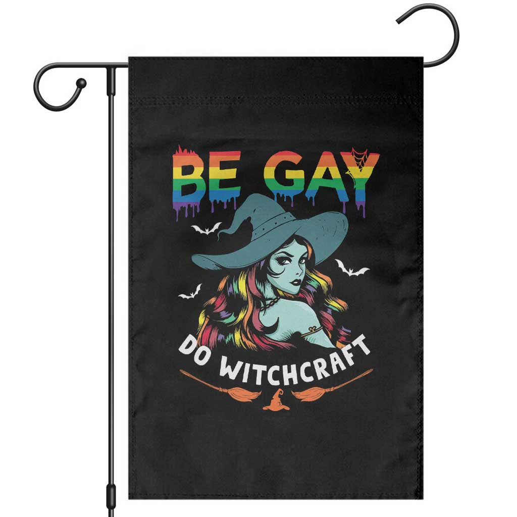 Funny Halloween LGBT Garden Flag Be Gay Do Witchcraft Rainbow Witch TS09 Black Print Your Wear