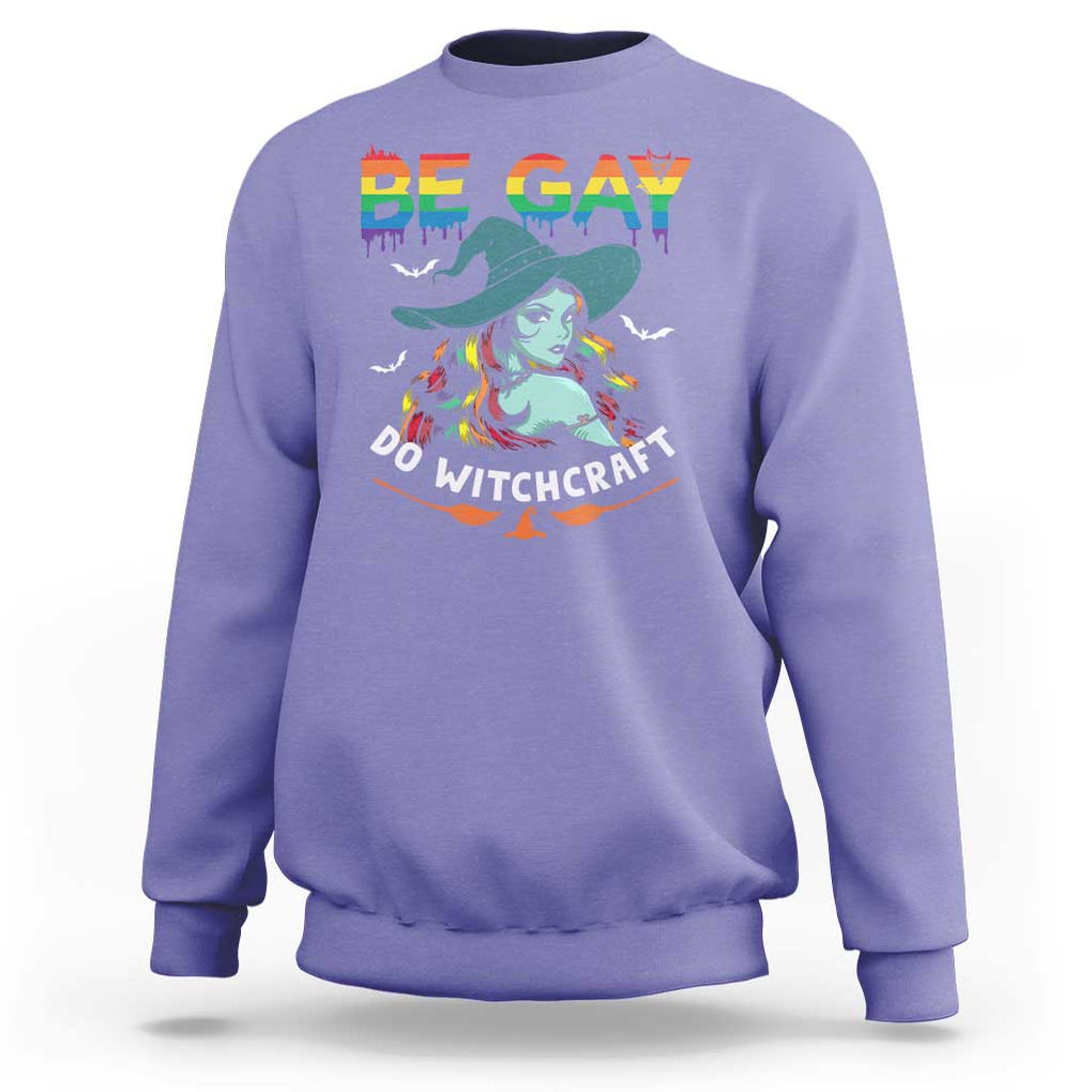 Funny Halloween LGBT Sweatshirt Be Gay Do Witchcraft Rainbow Witch TS09 Violet Print Your Wear