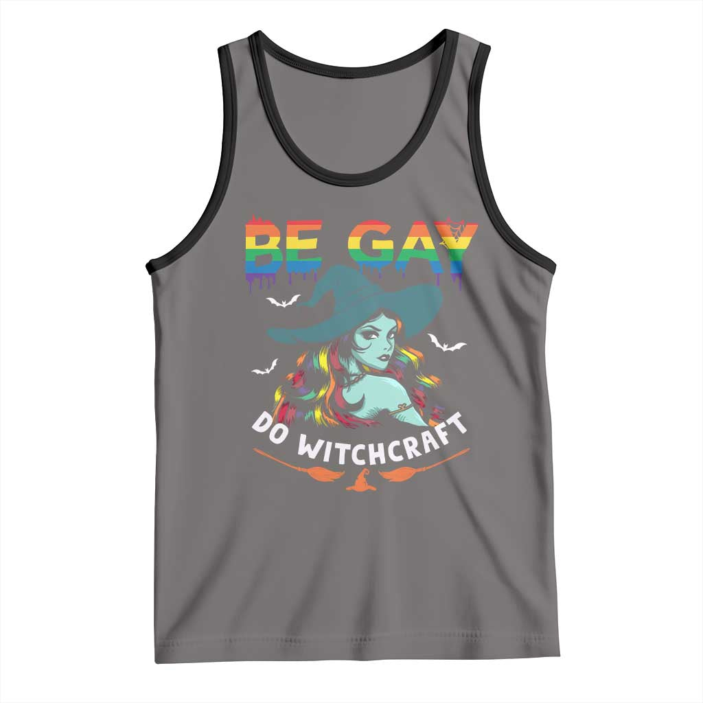 Funny Halloween LGBT Tank Top Be Gay Do Witchcraft Rainbow Witch TS09 Deep Heather Black Print Your Wear