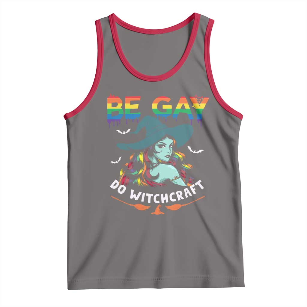 Funny Halloween LGBT Tank Top Be Gay Do Witchcraft Rainbow Witch TS09 Deep Heather Red Print Your Wear