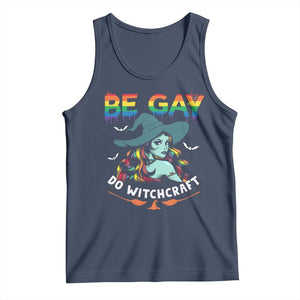 Funny Halloween LGBT Tank Top Be Gay Do Witchcraft Rainbow Witch TS09 Navy Print Your Wear