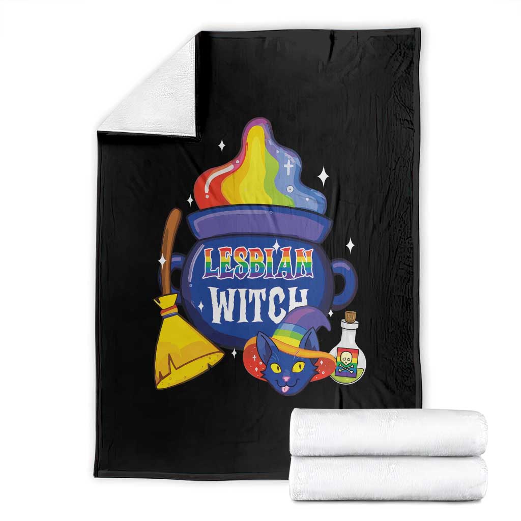 Funny Halloween LGBT Throw Blanket I'm The Lesbian Witch TS09 Black Print Your Wear