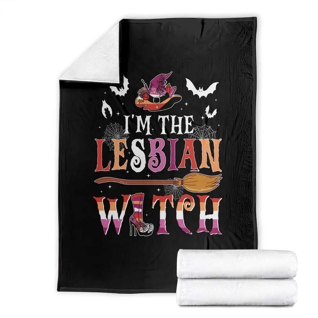 Funny Halloween LGBT Throw Blanket I'm The Lesbian Witch Spooky Season TS09 Black Print Your Wear
