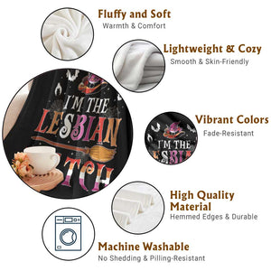 Funny Halloween LGBT Throw Blanket I'm The Lesbian Witch Spooky Season TS09 Print Your Wear
