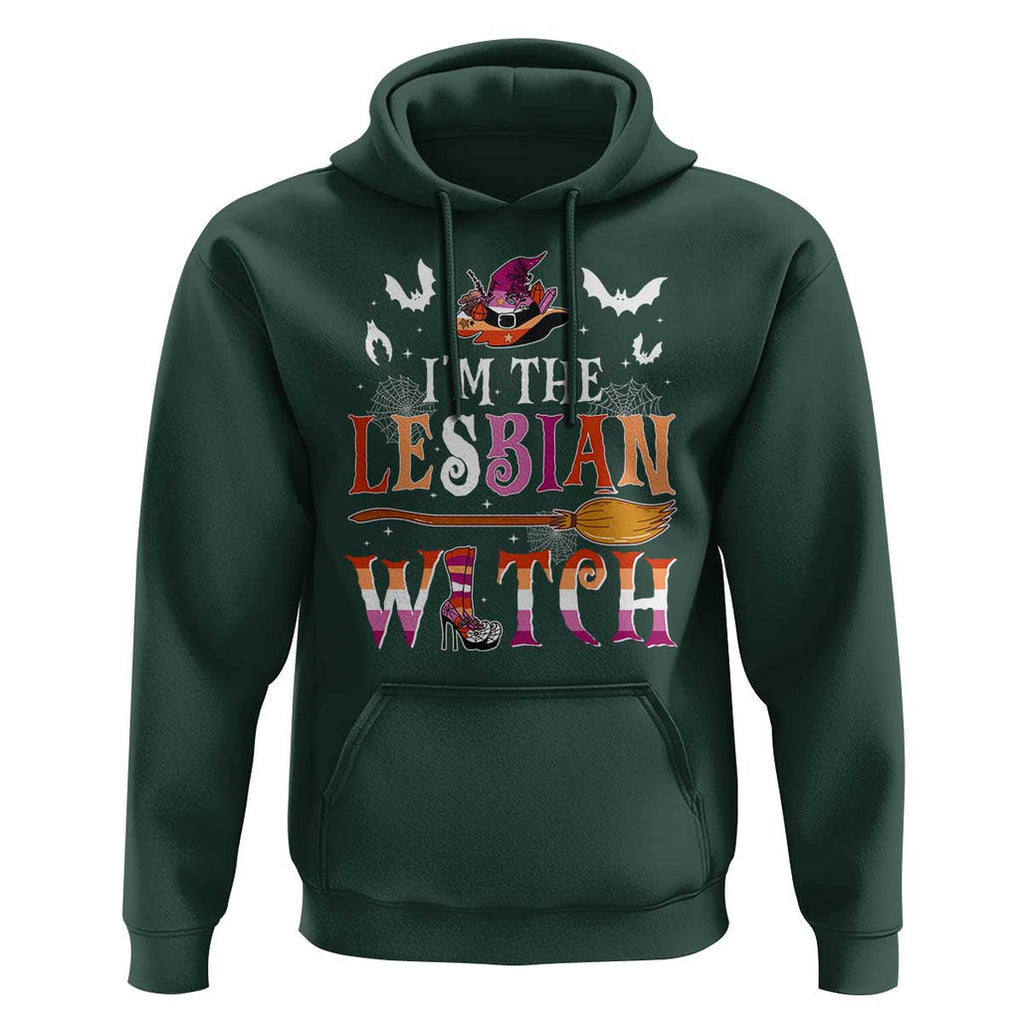 Funny Halloween LGBT Hoodie I'm The Lesbian Witch Spooky Season TS09 Dark Forest Green Print Your Wear