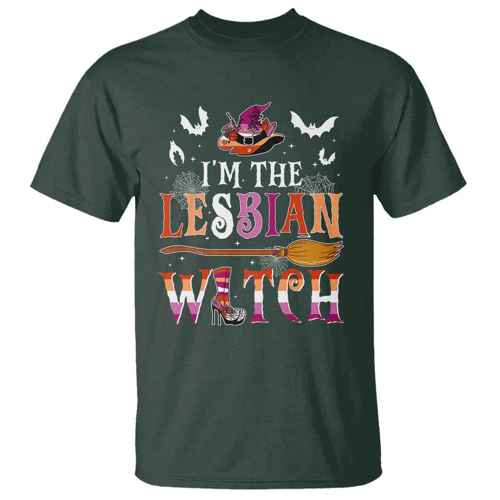 Funny Halloween LGBT T Shirt I'm The Lesbian Witch Spooky Season TS09 Dark Forest Green Print Your Wear
