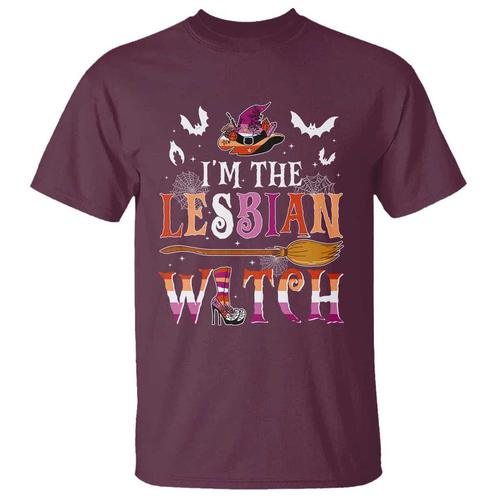 Funny Halloween LGBT T Shirt I'm The Lesbian Witch Spooky Season TS09 Maroon Print Your Wear
