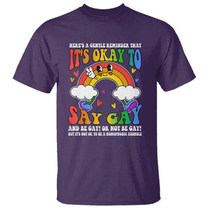 LGBT Ally T Shirt Its Ok To Say Gay Come Out Groovy Rainbow TS09 Purple Print Your Wear