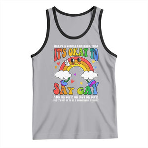 LGBT Ally Tank Top Its Ok To Say Gay Come Out Groovy Rainbow TS09 Athletic Heather Black Print Your Wear