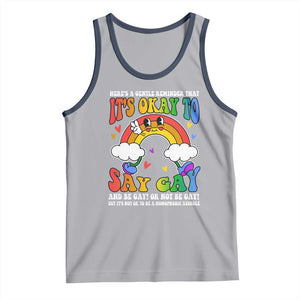 LGBT Ally Tank Top Its Ok To Say Gay Come Out Groovy Rainbow TS09 Athletic Heather Navy Print Your Wear