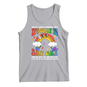 LGBT Ally Tank Top Its Ok To Say Gay Come Out Groovy Rainbow TS09 Athletic Heather Print Your Wear