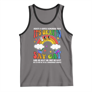 LGBT Ally Tank Top Its Ok To Say Gay Come Out Groovy Rainbow TS09 Deep Heather Black Print Your Wear