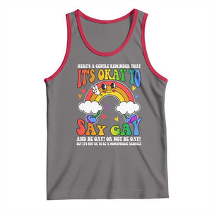 LGBT Ally Tank Top Its Ok To Say Gay Come Out Groovy Rainbow TS09 Deep Heather Red Print Your Wear