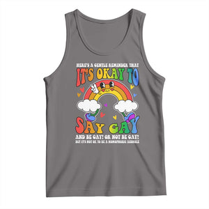 LGBT Ally Tank Top Its Ok To Say Gay Come Out Groovy Rainbow TS09 Deep Heather Print Your Wear