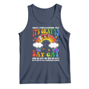 LGBT Ally Tank Top Its Ok To Say Gay Come Out Groovy Rainbow TS09 Navy Print Your Wear