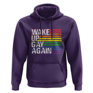 Funny LGBT Pride Hoodie Wake Up Gay Again TS09 Purple Print Your Wear