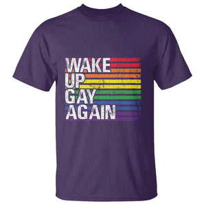 Funny LGBT Pride T Shirt Wake Up Gay Again TS09 Purple Print Your Wear