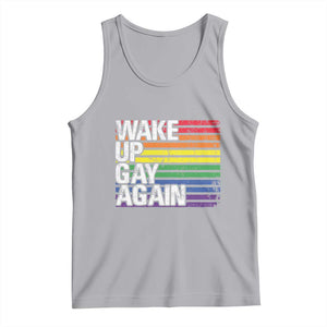 Funny LGBT Pride Tank Top Wake Up Gay Again TS09 Athletic Heather Print Your Wear