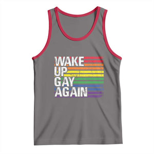 Funny LGBT Pride Tank Top Wake Up Gay Again TS09 Deep Heather Red Print Your Wear