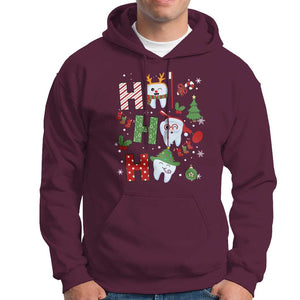 Dentist Christmas Ho Ho Ho Funny Tooth Dental Hoodie TS09 Maroon Print Your Wear
