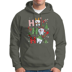 Dentist Christmas Ho Ho Ho Funny Tooth Dental Hoodie TS09 Military Green Print Your Wear