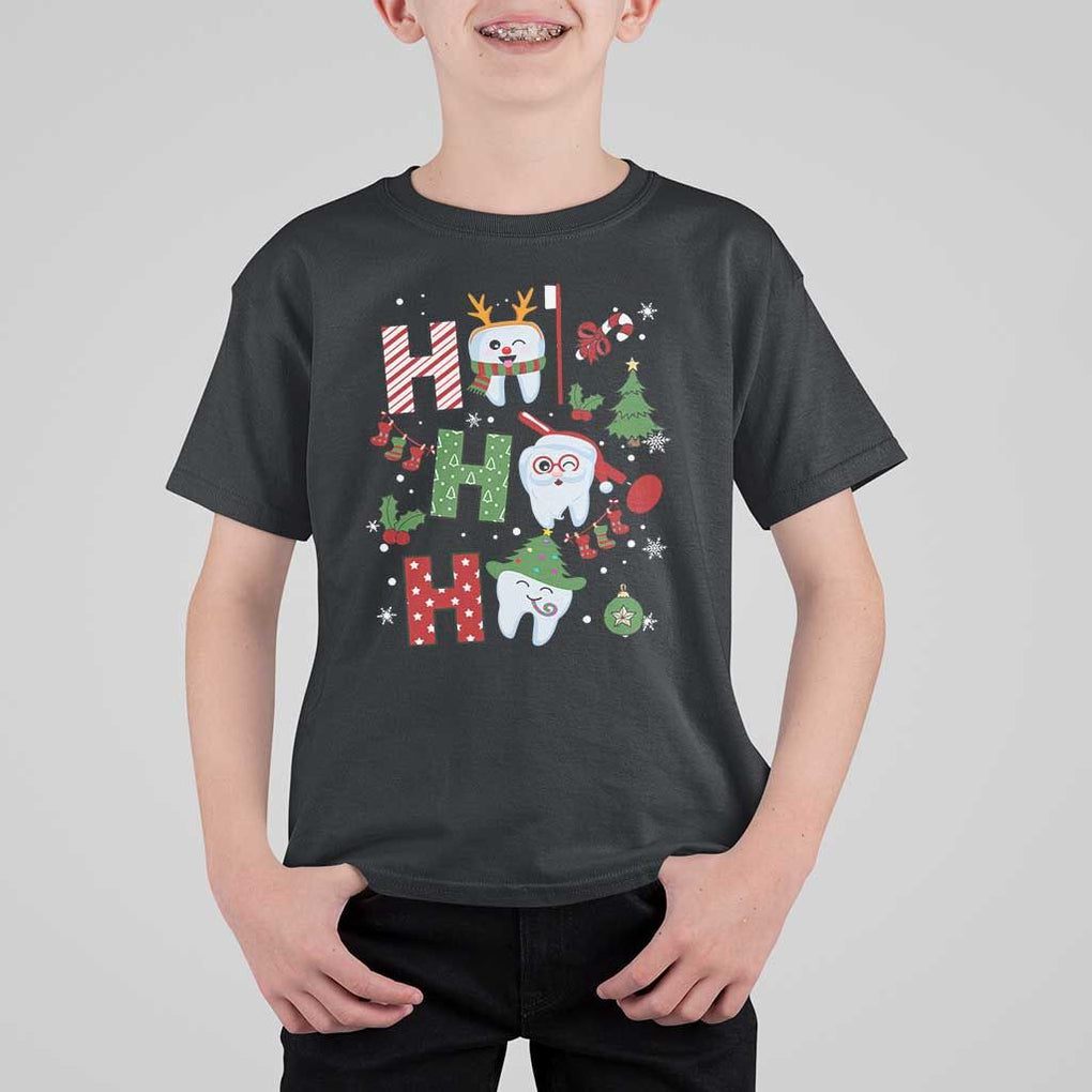 Dentist Christmas Ho Ho Ho Funny Tooth Dental T Shirt For Kid TS09 Black Print Your Wear