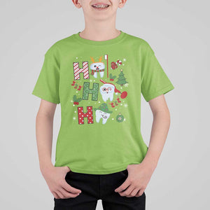 Dentist Christmas Ho Ho Ho Funny Tooth Dental T Shirt For Kid TS09 Lime Print Your Wear