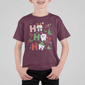 Dentist Christmas Ho Ho Ho Funny Tooth Dental T Shirt For Kid TS09 Maroon Print Your Wear