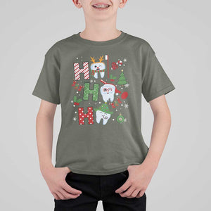 Dentist Christmas Ho Ho Ho Funny Tooth Dental T Shirt For Kid TS09 Military Green Print Your Wear