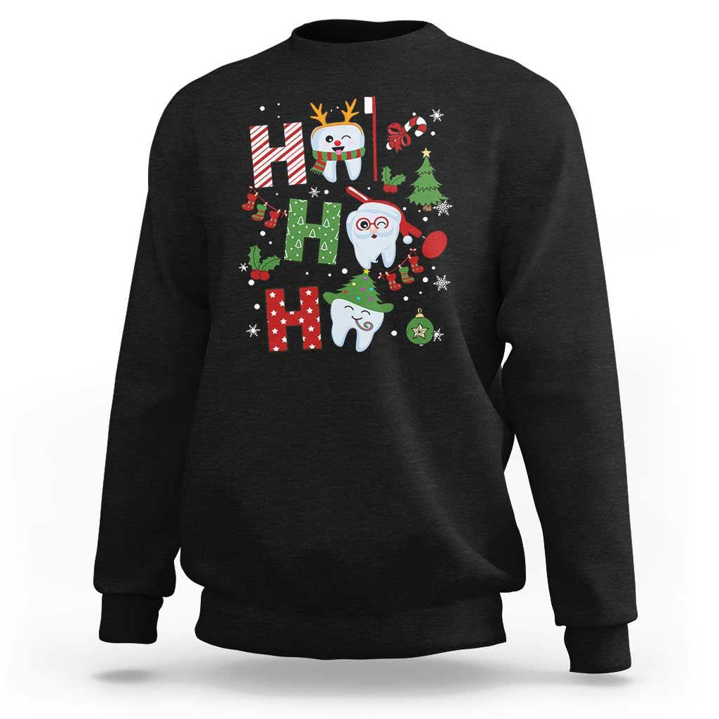 Dentist Christmas Ho Ho Ho Funny Tooth Dental Sweatshirt TS09 Black Print Your Wear