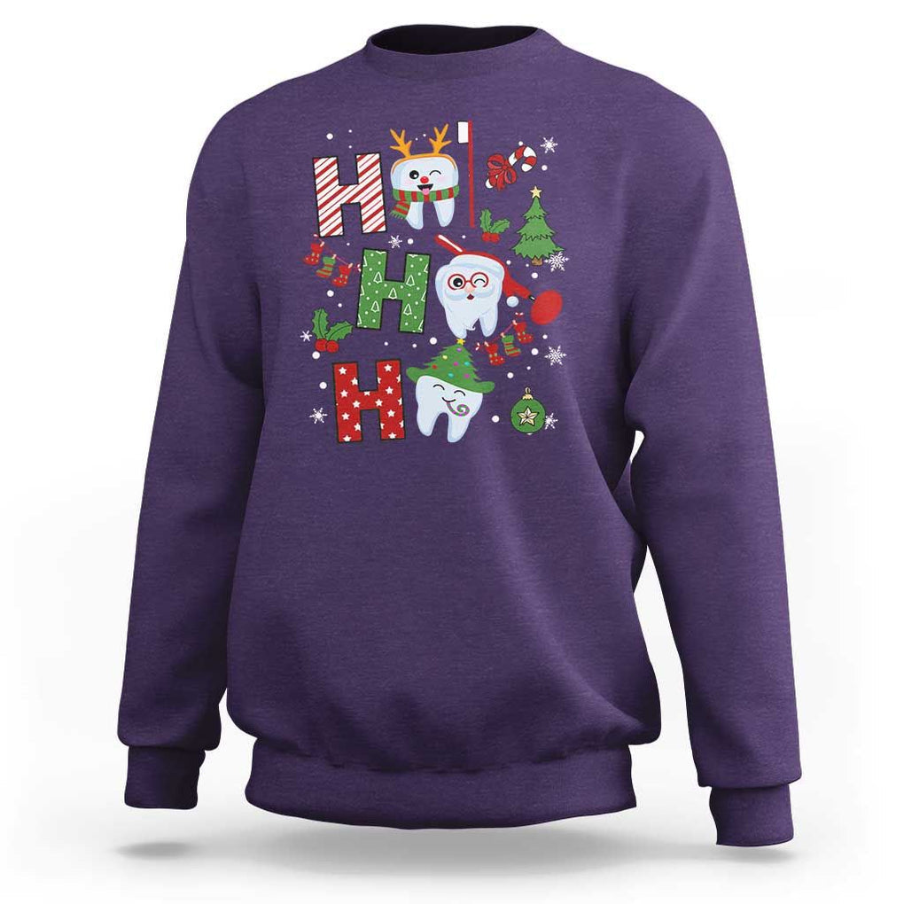 Dentist Christmas Ho Ho Ho Funny Tooth Dental Sweatshirt TS09 Purple Print Your Wear