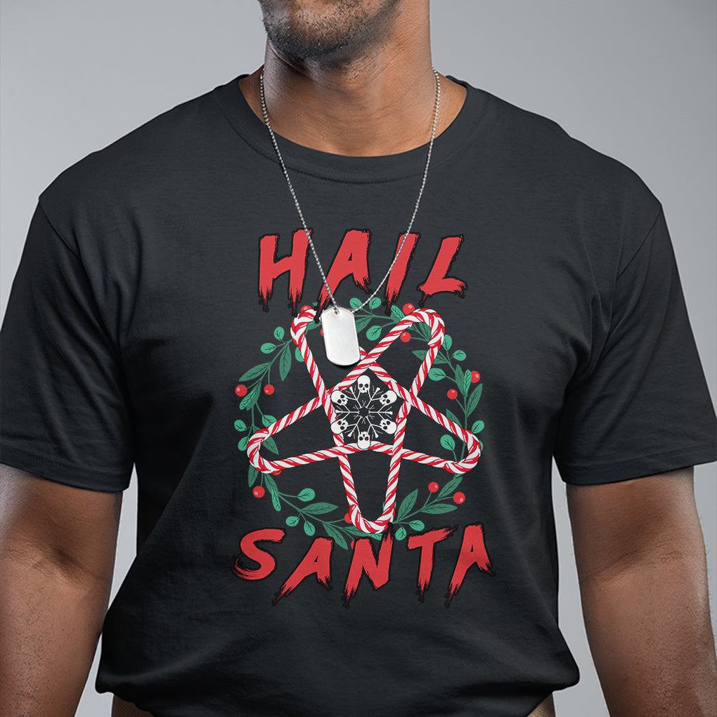 Hail Santa Krampus Ugly Christmas Candy Star T Shirt TS09 Ice Gray Printyourwear