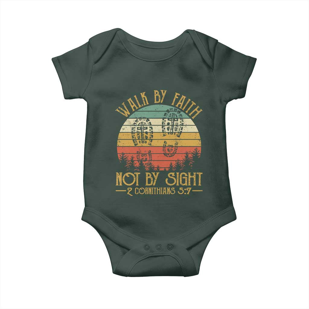 Christian Baby Onesie Walk By Faith Not By Sight Retro TS09 Print Your Wear