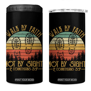Christian 4 in 1 Can Cooler Tumbler Walk By Faith Not By Sight Retro TS09 One Size: 16 oz Black Print Your Wear