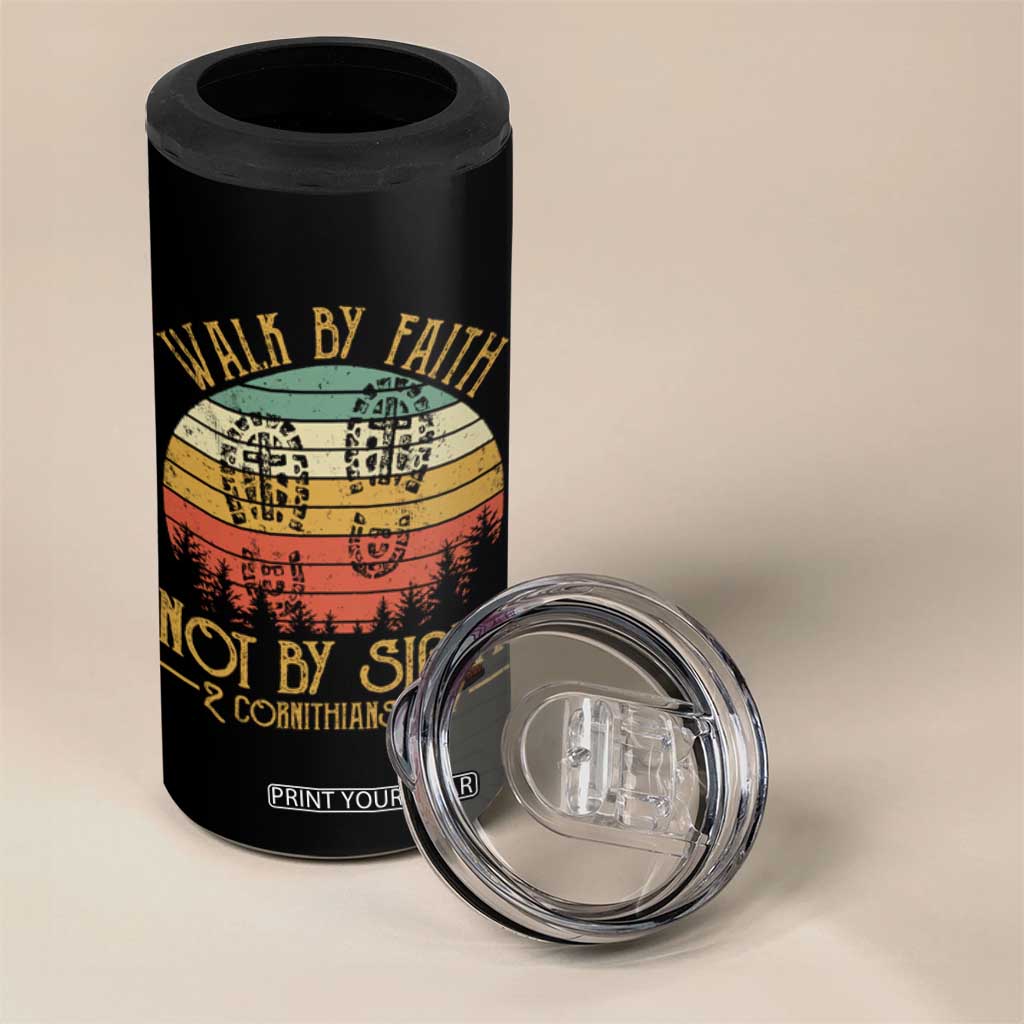 Christian 4 in 1 Can Cooler Tumbler Walk By Faith Not By Sight Retro TS09 Print Your Wear