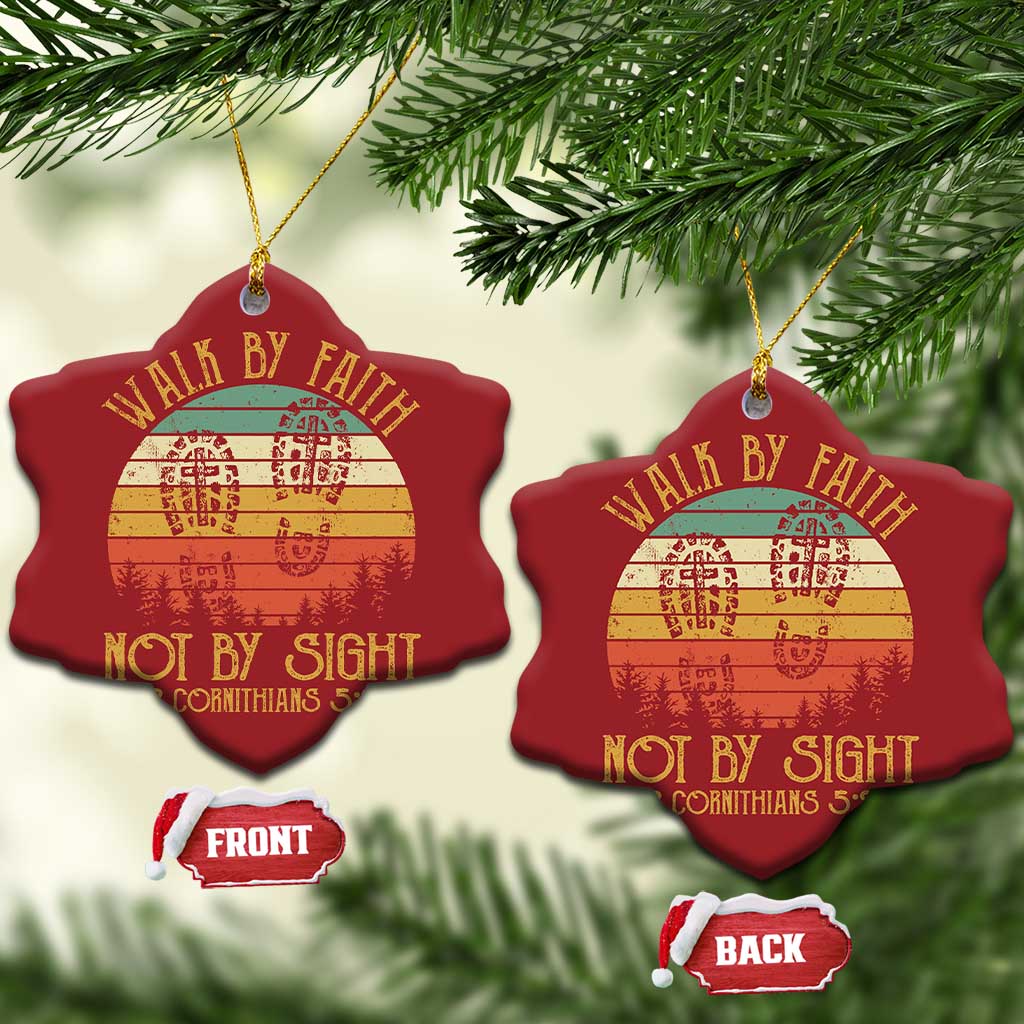 Christian Christmas Ornament Walk By Faith Not By Sight Retro TS09 Snow Flake Red Print Your Wear
