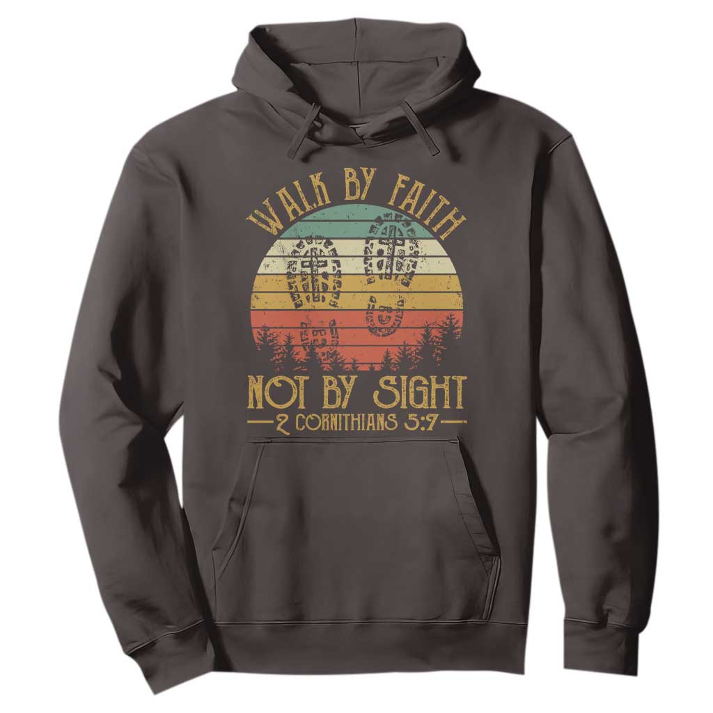Christian Hoodie Walk By Faith Not By Sight Retro TS09 Dark Chocolate Print Your Wear
