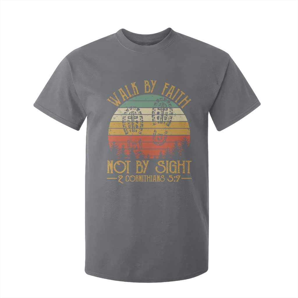 Christian T Shirt For Kid Walk By Faith Not By Sight Retro TS09 Charcoal Print Your Wear