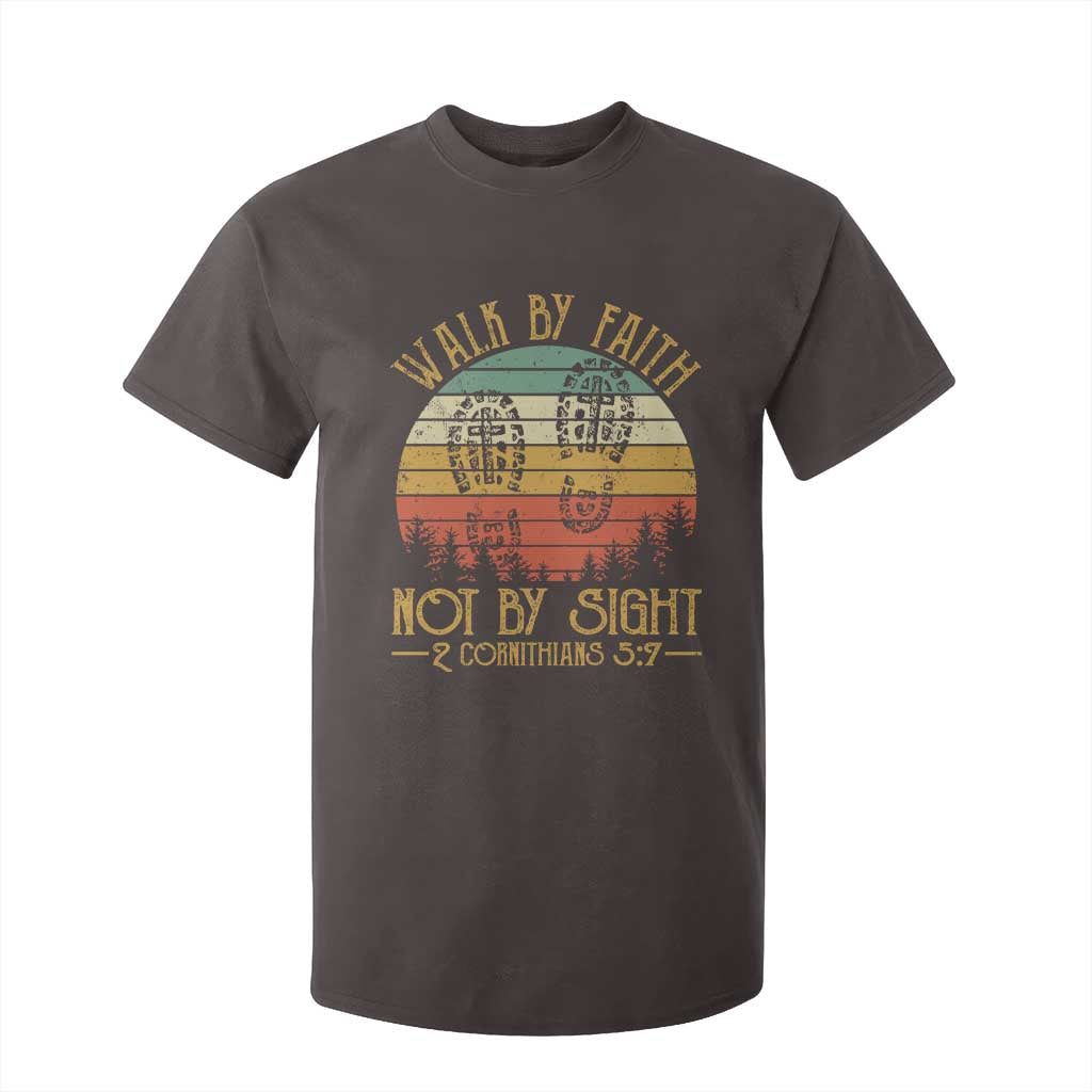 Christian T Shirt For Kid Walk By Faith Not By Sight Retro TS09 Dark Chocolate Print Your Wear