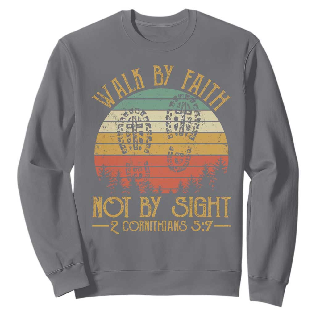 Christian Sweatshirt Walk By Faith Not By Sight Retro TS09 Charcoal Print Your Wear