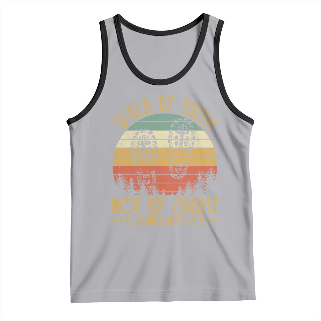 Christian Tank Top Walk By Faith Not By Sight Retro TS09 Athletic Heather Black Print Your Wear